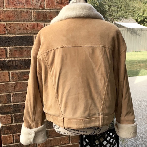 Levi’s Cocoon Bomber Trucker Jacket in goat suede w/soft Sherpa lining. - Picture 7 of 15